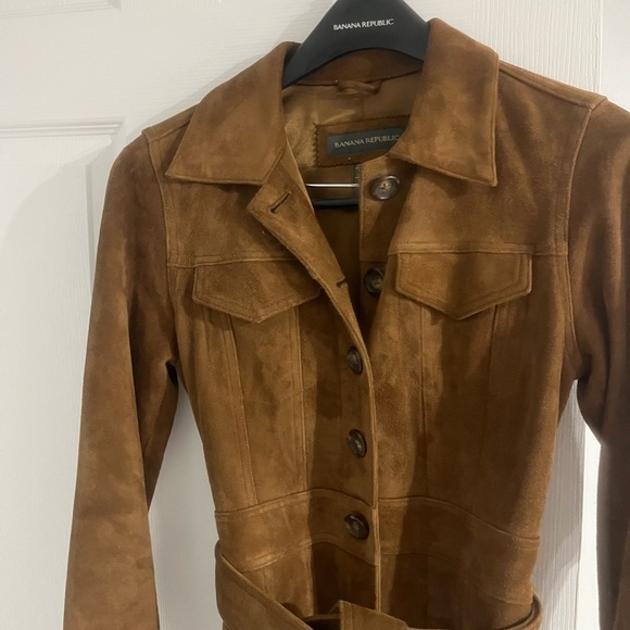 Banana Republic Tan Suede Trench Coat - Picture 2 of 11